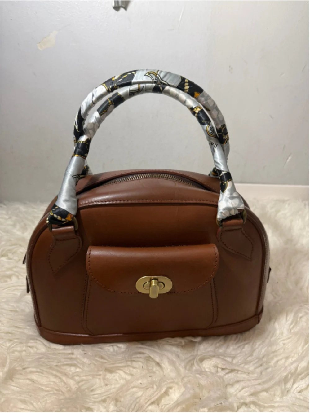 J.M Davidson vintage leather top handle satchel bag medium